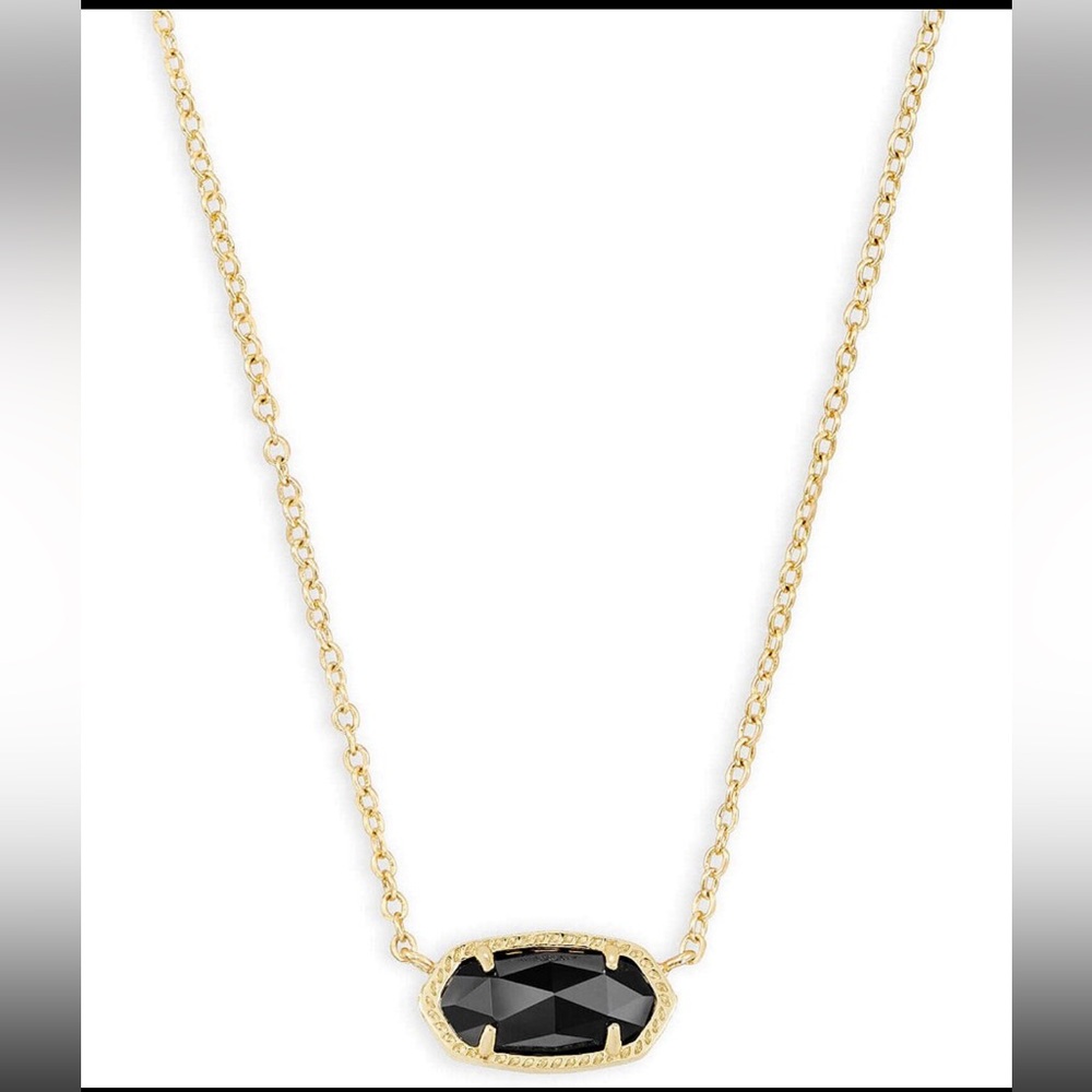 Kendra Scott Elisa gold  plated black opaque glass pendant necklace